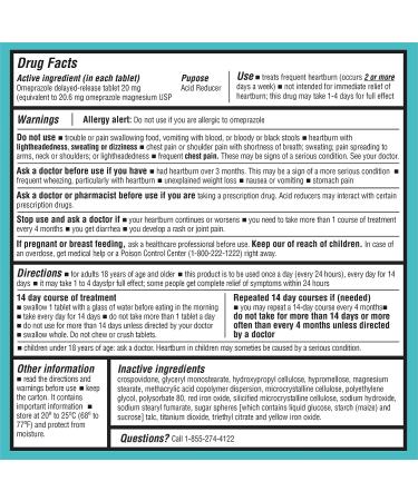 Omeprazole Magnesium 20mg Acid Reducer for Heartburn Relief - 42 Tablets - Buy Online on GoSupps.com