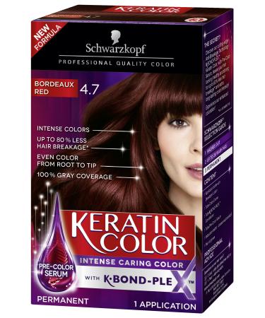 Schwarzkopf Keratin Color Anti-Age Hair Color Cream 4.7 Bordeaux Red (Packaging May Vary) 4.7 Bordeaux Red