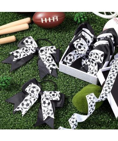 10 Piece Soccer Hair Bows - Elastic Hair Ties for Girls, Players, Teams - Black and White Soccer Sport Accessories - Buy Online on GoSupps.com