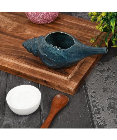 Qimacplus Leak Proof Durable Ceramic Neti Pot Non-Metallic and Comfortable Grip | Microwave and Dishwasher Friendly Natural Treatment for Sinus and Congestion Attractive Designed (Dark Blue) - Buy Online on GoSupps.com