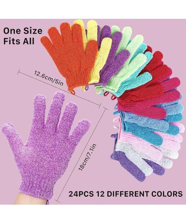 24 Pcs Double Sided Exfoliating Bath Gloves | Body Scrub Gloves for Beauty Spa Shower | 12 Colors - Buy Online on GoSupps.com