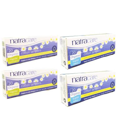 Natracare Organic Cotton Tampons (Super and Regular Variety Pack of 80) No Applicator