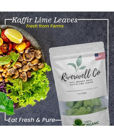 Organic Dried Kaffir Lime Leaves - California Grown | 28g (1 Ounce) Pack | Used in South-Asian and Thai Cuisine for Soups and Herbal Benefits - Buy Online on GoSupps.com