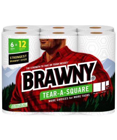 Brawny Tear-A-Square Paper Towels, 6 Double Rolls  12 Regular Rolls