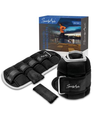 Sportyanis Adjustable weight cuff 2 Set - weights for legs & arms with reflectors - running weight foot - Ankle Weights with adjustable weights for jogging & running 2x 1.6 kg (1 pair)