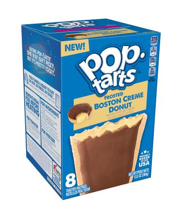 Pop-Tarts Toaster Pastries, Breakfast Foods, Kids Snacks, Frosted Boston Crme Donut, 13.5oz Box (8 Pop-Tarts)