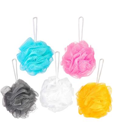 Brubaker cosmetics - 5x peeling or massage sponge bathing sponge shower sponge with hanger - color mix mix (silver/white/light blue/yellow/pink)