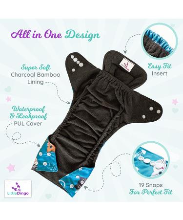 LittleDingo Reusable Cloth Diapers Bundle with Bamboo Inserts and Wet Bag - Autumn Animal Theme - Buy Online on GoSupps.com