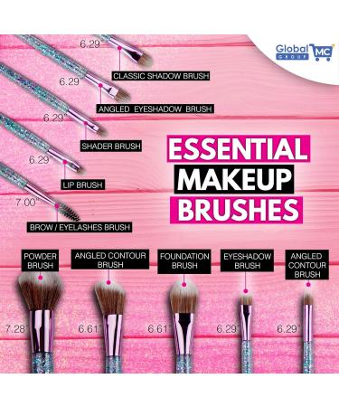 Premium 10 Pcs Makeup Brush Set - Synthetic Glitter Handle for Foundation Powder Concealer Blush & Eyeshadow | International Shipping Available - Buy Online on GoSupps.com