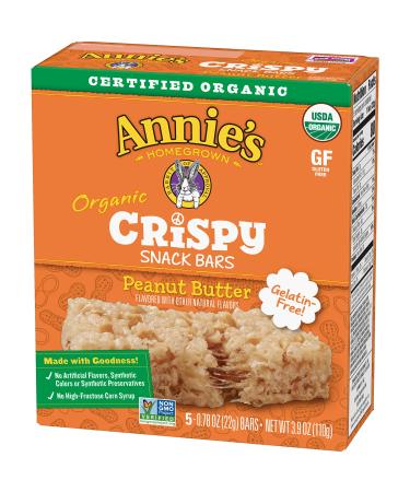 Annie's Organic Crispy Snack Bars Gluten Free Peanut Butter 3.9 oz 5 ct (Pack of 8)