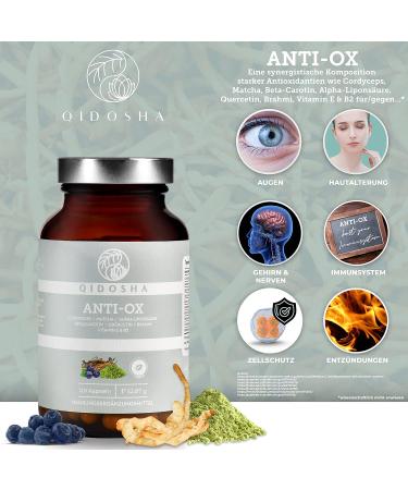 Qidosha Anti-Ox Antioxidant Complex & Skin Complex - Test Winner 01/2024 | High Dose Cellular Protection with Alpha-Lipoic Acid Cordyceps Quercetin & Brahmi Glass - Shop Internationally! - Buy Online on GoSupps.com