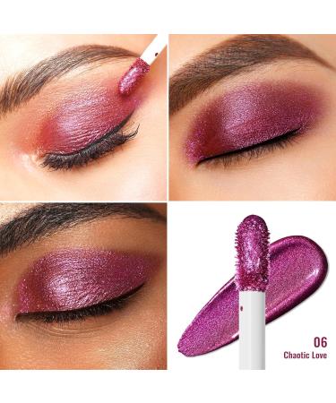 Oulac Liquid Glitter Eyeshadow Metallic Purple Eyeshadow & Eyeliner | Metallic Purple Raspberry Duo Chrome Deep Ruby with Blue Sparkle Crease-Free Vegan Cruelty-Free 5.4g Chaotic Love (06) - Buy Online on GoSupps.com
