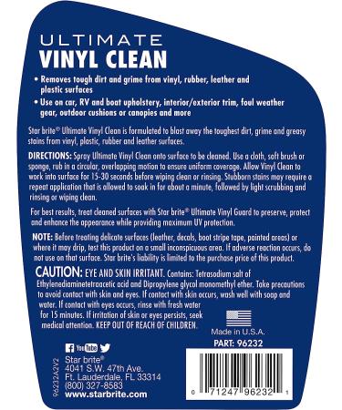 STAR BRITE Ultimate Vinyl Clean Spray 32oz - Multi-Surface Cleaner for Auto, RV, Home & Boat Upholstery - Interior & Exterior Trim - Vinyl, Rubber, Leather, Plastic - 096232 - Buy Online on GoSupps.com