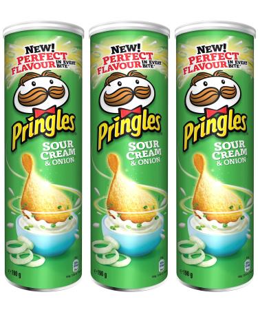 Pringles Pringles Sour Cream and Onion Crisps 190 g - Lot de 3