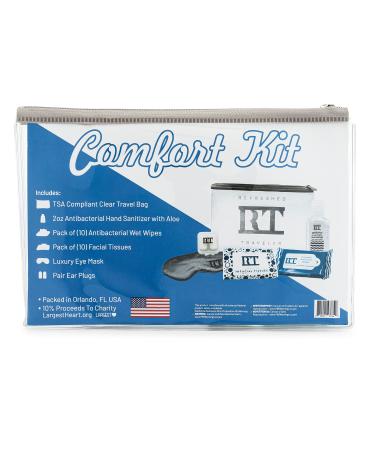 Travel Essentials Kit TSA Approved Travel Kit Satin Eye Mask Travel size hand sanitizer wet wipes tissues ear plugs. International Travel Kit Refreshed Traveler Comfort Kit - Buy Online on GoSupps.com