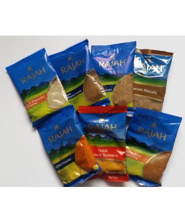 Curry Spice Kit - Rajah Garam Masala, Garlic & Corriander, Hot & Spicy Seasoning, Cumin Powder, Chilli Powder, Turmeric Powder, Corriander Powder