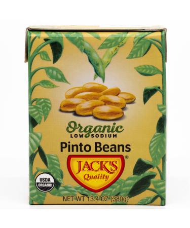 Jack's | Organic Pinto Beans 13.4 oz. | Packed with Protein and Fiber, Heart Healthy, Low Sodium & Non GMO | (8-PACK)