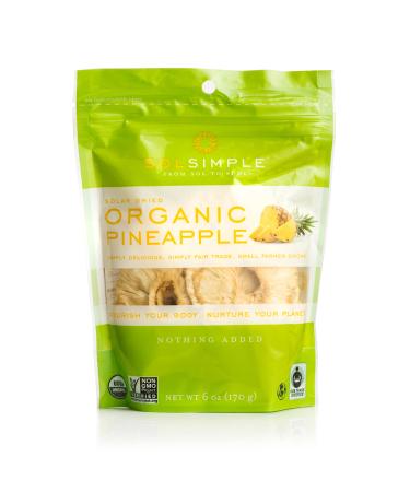 Sol Simple Solar Dried Pineapple Snack, Gluten & Preservative Free, No Sugar Added, USDA Organic, Non-GMO, Vegan & Kosher, Ethical Trade From Nicaraguan Smallholder Farmers, 6oz, Pack of 2 Pineapple 6 Ounce (Pack of 2)