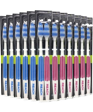 REACH Advanced Design Toothbrush | Firm Bristles | 2 Count (Pack of 12) - Total 24 Toothbrushes | For Hard to Reach Places | Adult Toothbrush | Colors May Vary - Buy Online on GoSupps.com