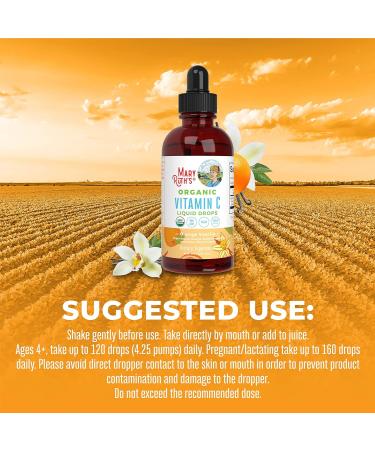 Organic Vitamin C Liquid Drops for Immune Support | Vegan & Non-GMO | 4 Fl Oz - Buy Online on GoSupps.com