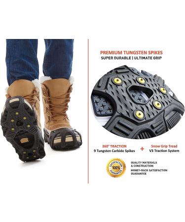 Icetrax V3 Tungsten Crampons - Non-Slip Ice Cleats for Shoes and Boots | Ice Grips for Snow and Ice | Reflective Heel | L/XL (Men 9.5-13/ Women 11+) Black - Buy Online on GoSupps.com