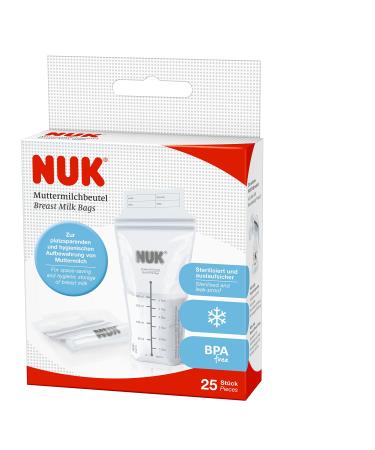 NUK breast milk bags 25 pieces of 180 ml each sterilized for immediate use leak-proof BPA-free