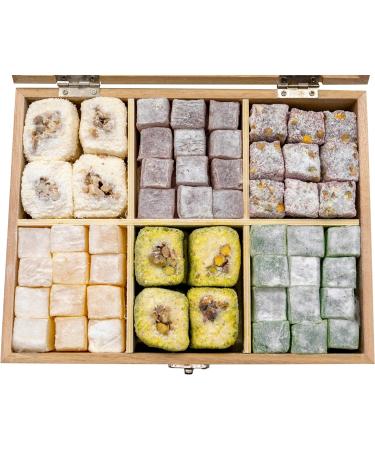 Balmond Premium Turkish Delight Gift Box - 900g Assorted Turkish Delight in Beautiful Wooden Box Pistachio Walnut Coconut - Suitable for Halal Kosher Gluten Free Vegan & Vegetarian Diets - Buy Online on GoSupps.com