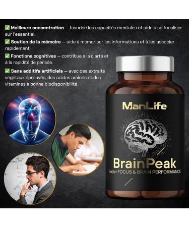  ManLife Lion s Mane + Ginkgo biloba + Gotu kola + Rhodiola + Guarana | 60 gels | BrainPeak ManLife - Buy Online on GoSupps.com