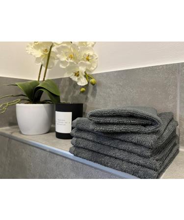 Zollner 10 Set Seif Towels 30x30 cm | Soft Super Absorbent Dark Gray Washcloths | Hotel Quality Cotton | Washable up to 60 C - Buy Online on GoSupps.com