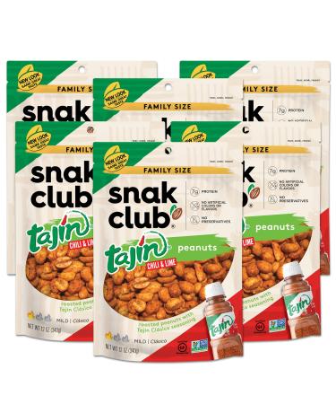 Snak Club Tajin Clasico Peanuts, Chili & Lime Nuts, Mild in Heat Bold in Flavor, 12 Ounce (Pack of 6) Clasico Peanuts 12 Ounce (Pack of 6)