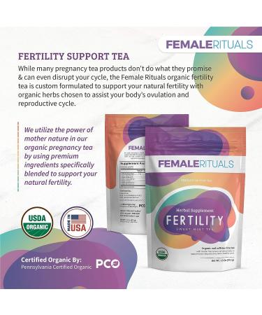 Female Rituals Organic Peppermint Fertility Tea - 30 Cups/15 Sachets - Herbal Blend for Female Fertility Boost - Sweet Mint Flavor - Buy Online on GoSupps.com