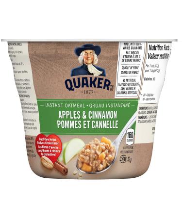 Quaker Apples & Cinnamon Instant Oatmeal Cup Multi-Pack 43g (Pack of 12) - Buy Online on GoSupps.com