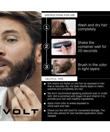 VOLT Grooming Instant Beard Color - Toffee (Light Brown) - Smudge/Water Resistant Brush-On for Beards, Mustaches & Eyebrows - 14 ml - Buy Online on GoSupps.com