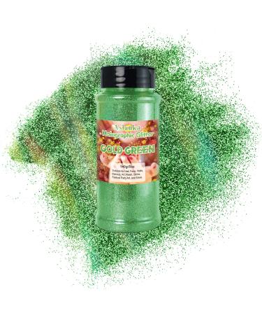 Aslanka Aslanka Holographic Glitter Powder - 140g - Gold Green Glitter Powder - Rainbow Colored Powder - Manicure Eyeshadow Face DIY Crafts