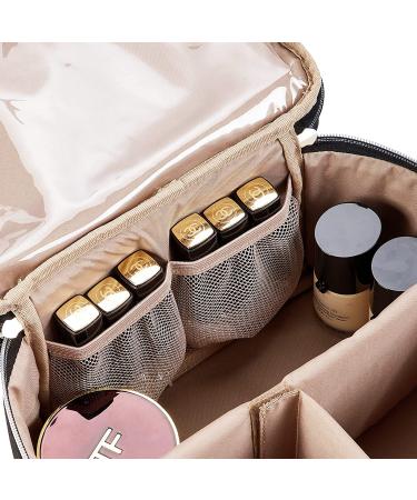 BELALIFE Double Layer Travel Makeup Bag - Portable Cosmetic Organizer for Brushes Sets - Large Toiletry Holder with Straps - Black - Buy Online on GoSupps.com