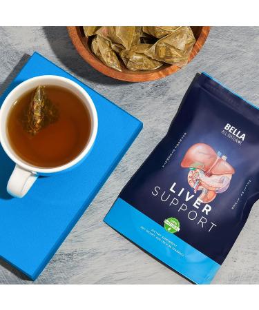 Bella Liver Detox Tea - Natural Liver Cleanse & Repair with Blessed Thistle, Artichoke & Dandelion Root - 30 Bags - Buy Online on GoSupps.com