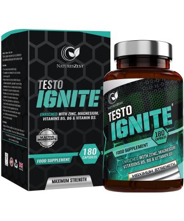 Testosterone Booster for Men - 180 Capsules - Testosterone Supplements for Men - with Zinc Contributes to Normal Testosterone Levels - Magnesium and Selenium Booster- UK Made