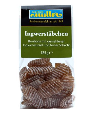 Ginger sticks candy with ground ginger root and fine spiciness (1 bag) Ginger 125 g (1 pack)