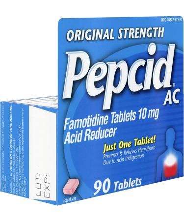 Pepcid AC Original Strength 10mg Famotidine - 90 ct - Heartburn Prevention & Relief - Buy Online on GoSupps.com