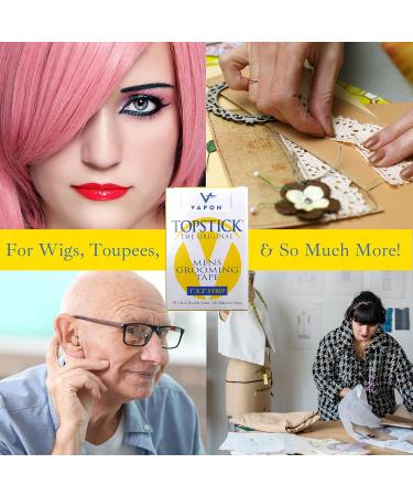 Vapon Topstick - Original Men's Grooming Tape | Clear Double-Sided Tape for Toupees & Wigs | 150 Count (3 Boxes) | Strong Adhesive Strips & Bonus Key Chain - International Shipping Available - Buy Online on GoSupps.com