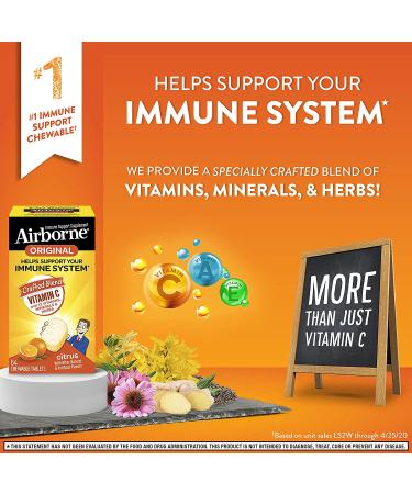 AirBorne Vitamin C Citrus Chewable Tablets - 64 Count | Boost Immunity & Fresh Flavor - Buy Online on GoSupps.com