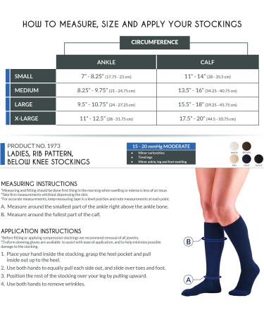 Truform Women's Compression Socks 15-20 mmHg Knee High Dress Socks - Tan Rib Knit, Small (2 Pack) - Buy Online on GoSupps.com