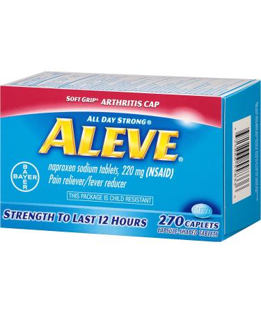 Aleve Soft Grip Arthritis Caplets 220mg (270 Count) - Naproxen Sodium Pain Reliever & Fever Reducer - Buy Online on GoSupps.com