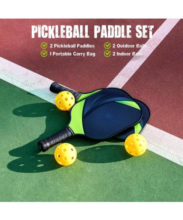 Gonex Pickleball Paddles Set - USAPA Approved Graphite Paddle with Comfort Grip, 2 Paddles, 4 Balls, Portable Carry Bag - Green - Buy Online on GoSupps.com