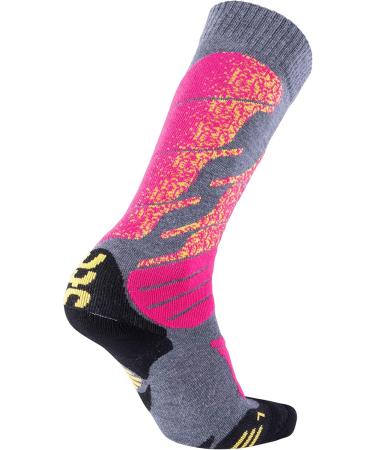 UYN Women's All Mountain Socks - Medium Grey Melange/Pink | Premium Performance & Comfort for Outdoor Adventures - Buy Online on GoSupps.com