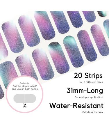 NAILOG Semi Cured Gel Nail Strips - Salon-Quality Nail Sticker Kit with UV Lamp - 20pcs Long Lasting Nail Polish Strips - Aurora - Buy Online on GoSupps.com