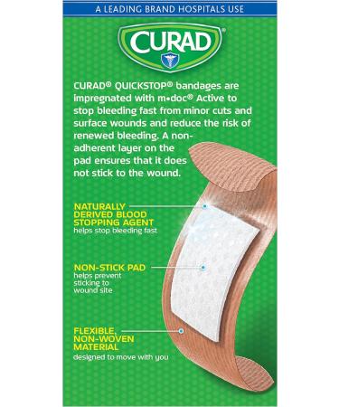 Curad QuickStop Flexible Fabric Bandages CUR5243 - 30 Count | 34 x 2.83 | Bleeding Control - Buy Online on GoSupps.com