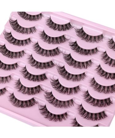 JIMIRE False Eyelashes 14 Pairs Pack | D Curl Faux Mink Cat Eye Lashes | 15MM Wispy Thin Strips with Clear Band | Natural Russian Style for Fluffy, Demi-Wispies Look - Buy Online on GoSupps.com