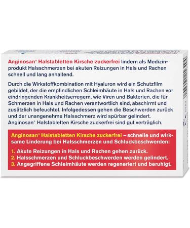 Buy Tetesept Anginosan Cherry Throat Lozenges - Sugar-Free Sore Throat Relief for Acute Irritations - 20 Pieces - International Shipping Available - Buy Online on GoSupps.com