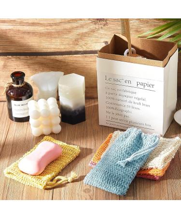 Natural Sisal Soap Bags - Set of 5 Lightweight Soap Sacks with Cord | 9x14 cm | Ideal for Bath & Massage | 5 Warm Colors - Buy Online on GoSupps.com